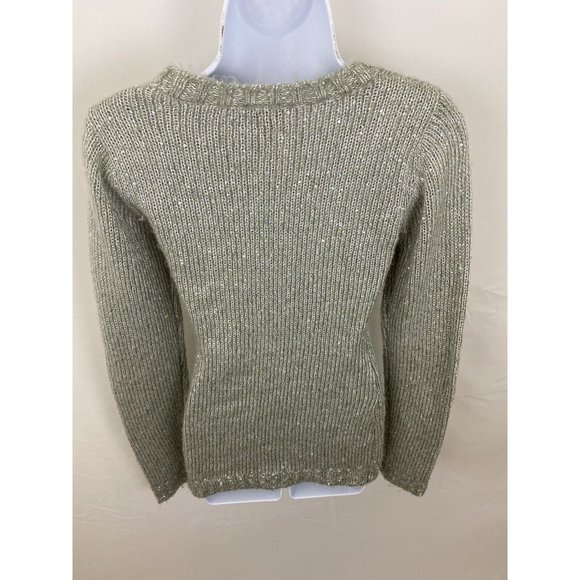 Rue 21 Small Gray Silver Sparkly Sequin Acrylic Wool Long Sleeve Knit Sweater - Picture 8 of 12
